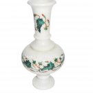 Marble Flower Vase Pot Malachite Gem Inlay Marquetry Art Collectible Gifts H1367