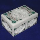 Lattice Design Marble Jewelry Storage Box Malachite Inlay Floral Christmas Gift