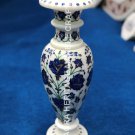 12" White Marble Flower Vase Decorative Lapis Lazuli Inlaid Hallway Decor E181
