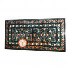 3'x2' Black Marble Breakfast Table Top Marquetry Floral Inlay Design Decor H5679 3'x2' Black Marble Breakfast Table Top Marquetry Floral Inlay Design Decor H5679