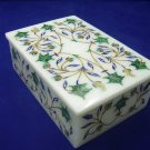 6"x4"x2" White Marble Jewelry Box Trinket Handmade Pietra Dura Eid Mubarak Gifts