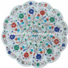 15" Marble Serving Plate Malachite Multi Inlay Floral Gift Kitchen Decor H2965