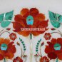 16" Marble Serving Dish Plate Marquetry Carnelian Malachite Inlay Floral Decor