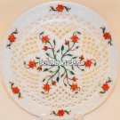 15" White Marble Serving Plate Hakik Floral Inlay Lattice Arts Christmas Decor