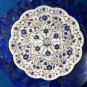 15" White Marble Serving Plate Lapis Lazuli Inlay Marquetry Kitchen Decor