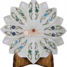 9" Marble White Handmade Decorative Fruit Bowl Semi Precious Art Veterans Gifts