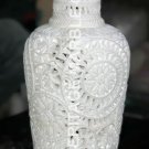12" Hand Carved Marble Lattice Flower Vase Gorgeous Design Decor Bedroom E193
