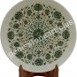 14" White Dinning Plate Pauashell Inlaid Marquetry Floral Design Veterans Gifts