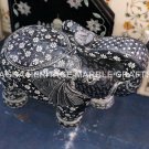 16" Black Marble Elephant Hand Carved Design Showpiece Gift Hallway Decor E160