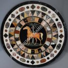 24" Black Marble Coffee Garden Table Top Mosaic Horse Inlay Design Decor E596 24" Black Marble Coffee Garden Table Top Mosaic Horse Inlay Design Decor E596