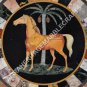 24" Black Marble Coffee Garden Table Top Mosaic Horse Inlay Design Decor E596