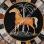 24" Black Marble Coffee Garden Table Top Mosaic Horse Inlay Design Decor E596