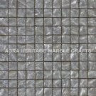 24" White Marble Coffee Table Top Mother of Pearl Mosaic Inlay Cubes Design E257