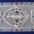 18"x12'' Filigree White Marble Tray Multi Inlay Marquetry Floral Kitchen Decor