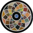 24" Marble Marquetry Round inlaid Coffee Table Top Home Mosaic Halloween Decor
