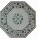 18" Marble Top Coffee Table Malachite Paua Shell Marquetry Inlay Halloween Decor