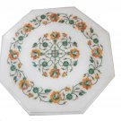 18" Marble Coffee Table Top Handmade Malachite Hakik Pietra Dura Halloween Decor