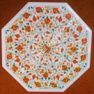 18" White Marble Coffee Table Top Marquetry Hakik Inlay Kitchen Patio Decor E477 18" White Marble Coffee Table Top Marquetry Hakik Inlay Kitchen Patio Decor E477