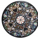 30" Black Marble Round Coffee Garden Table Top Collectible Inlay Design Art E888 30" Black Marble Round Coffee Garden Table Top Collectible Inlay Design Art E888