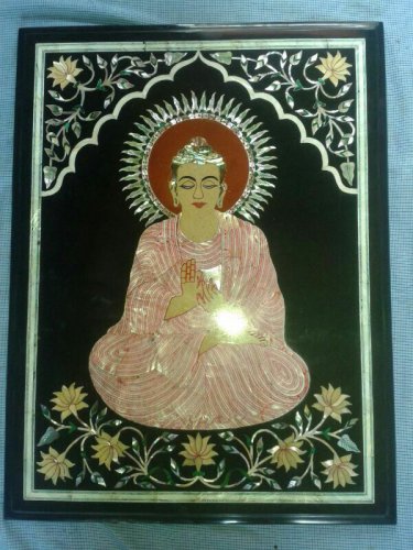 2'x3' Antique Marble Buddha Art Inlay Faux Table Top Worship Arts Mosaic Decor