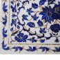 Indian White Makrana Marble Serving Tray Lapis Lazuli Inlay Marquetry Decor Gift