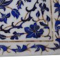 Indian White Makrana Marble Serving Tray Lapis Lazuli Inlay Marquetry Decor Gift