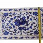 Indian White Makrana Marble Serving Tray Lapis Lazuli Inlay Marquetry Decor Gift