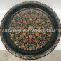15" Black Marble Round Fruit Beautiful Bowl Carnelian Inlay Kitchen Decor H5760