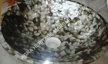 12" Marble Decorative Wash Basin Sink Precious Inlay Stone Bathroom Decor H3403