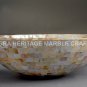 15" Round Marble Precious Inlaid Wash Basin Mother of Pearl Stone Art Decor E301