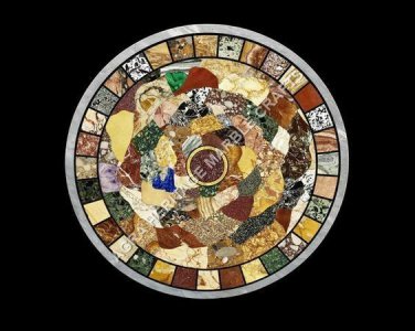 30" Natural Multi Inlay Stone Marble White Round Coffee Center Table Top H5101