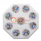 18" White Marble Coffee Bedroom Table Top Multi Inlay Floral Peacock Design H035
