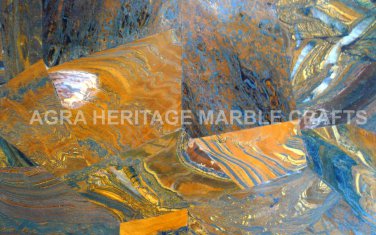 3'x2' Natural Marble Random Tiger Eye Slab Inlaid Stone Hallway Table Decor E237