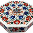 12"x12"x4" Marble Jewelry Box Carnelian Inlay Marquetry Floral Art Veterans Gift