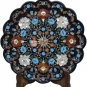 15" Marble Black Serving Tray Carnelian Marquetry Gemstone Floral Columbus Gifts