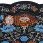 15" Marble Black Serving Tray Carnelian Marquetry Gemstone Floral Columbus Gifts
