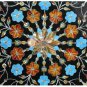 15" Marble Black Serving Tray Carnelian Marquetry Gemstone Floral Columbus Gifts