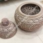 Natural Soapstone Marble Jar Hand Carved Elephant Gill Design Decor E455