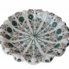 11" Marble Fruit Serving Bowl Malachite Inlay Floral Art Housewarming Gift Decor