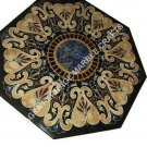 36" Black Octagon Dining Center Table Top Pietra Dura Inlay Hallway Decor E934