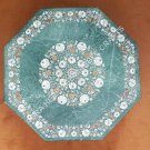 30" Green Marble Coffee Table Top Mother of Pearl Inlay Floral Home Decor E1030