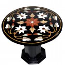 23" Black Marble Coffee Stand Table Top Marquetry Inlay Kitchen Bedroom Decor