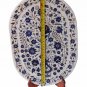 Indian White Makrana Serving Tray Lapis Lazuli Marquetry Inlay Floral Art Decor