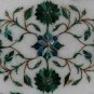 11"x16" White Marble Tray Malachite Inlay Floral Art Handmade Semi Precious Gift