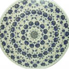 24" White Marble Round Coffee Table Top Lapis Gemston Inlay Marquetry Home Decor