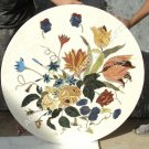 24" Marble Round Coffee Console Table Top Floral Marquetry Inlay Art Decor H4673