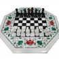 24" Marble Malachite Mosaic Coffee Table Top Chess Play Halloween Decor Gift
