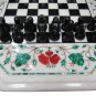 24" Marble Malachite Mosaic Coffee Table Top Chess Play Halloween Decor Gift