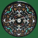 24" Marble Coffee Cafe Table Top Peacock Fine Inlaid Home Interior Decor H4330