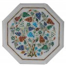 18" Marble Coffee Table Top Grapes Marquetry Semi Precious Decor Christmas Art